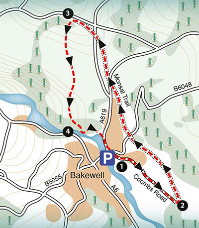 sample map of a walk around Monsal Trail